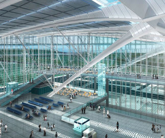 UV Resistant Prefabricated Steel Structures Large Span Prefab Bus / Train Station